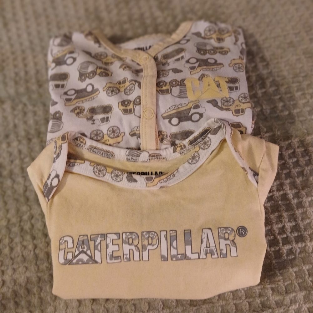Caterpillar 6/9 Months Infant Bodysuit Duo in Cream and Yellow